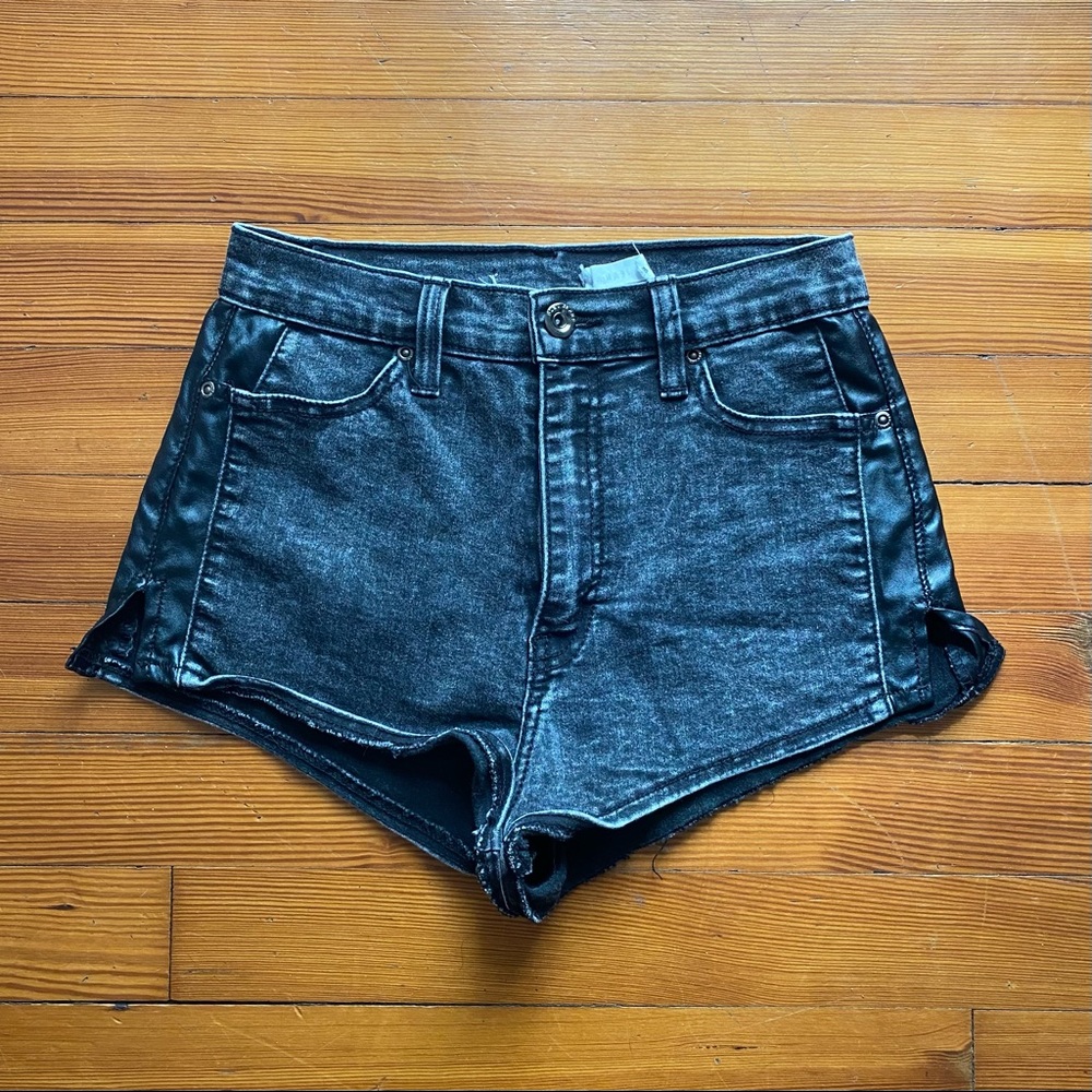 black jean shorts